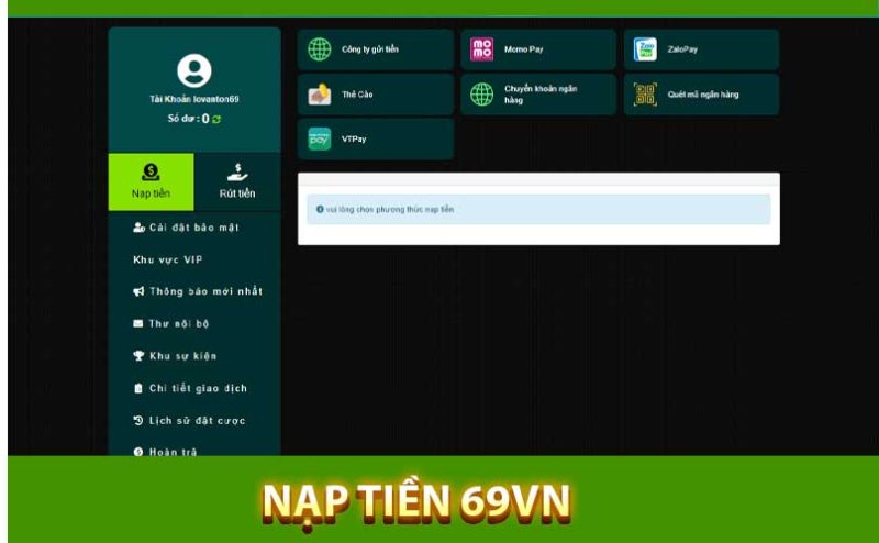 Nạp tiền 69vn qua 4 phương thức chính hiệu quả 100% 1 Nạp tiền 69vn siêu tốc với các bước đơn giản