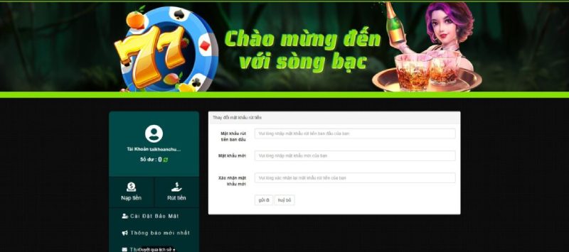 Người chơi lưu ý điền thông tin rút tiền chính chủ
